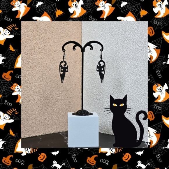 🎃 Charming Black Cat Earrings (NWOT) - Picture 1 of 5